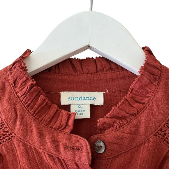 Sundance Long Sleeve Button Up Louisa Peasant Blouse Pleaded Shirt SZ XL #2522 - Picture 3 of 15
